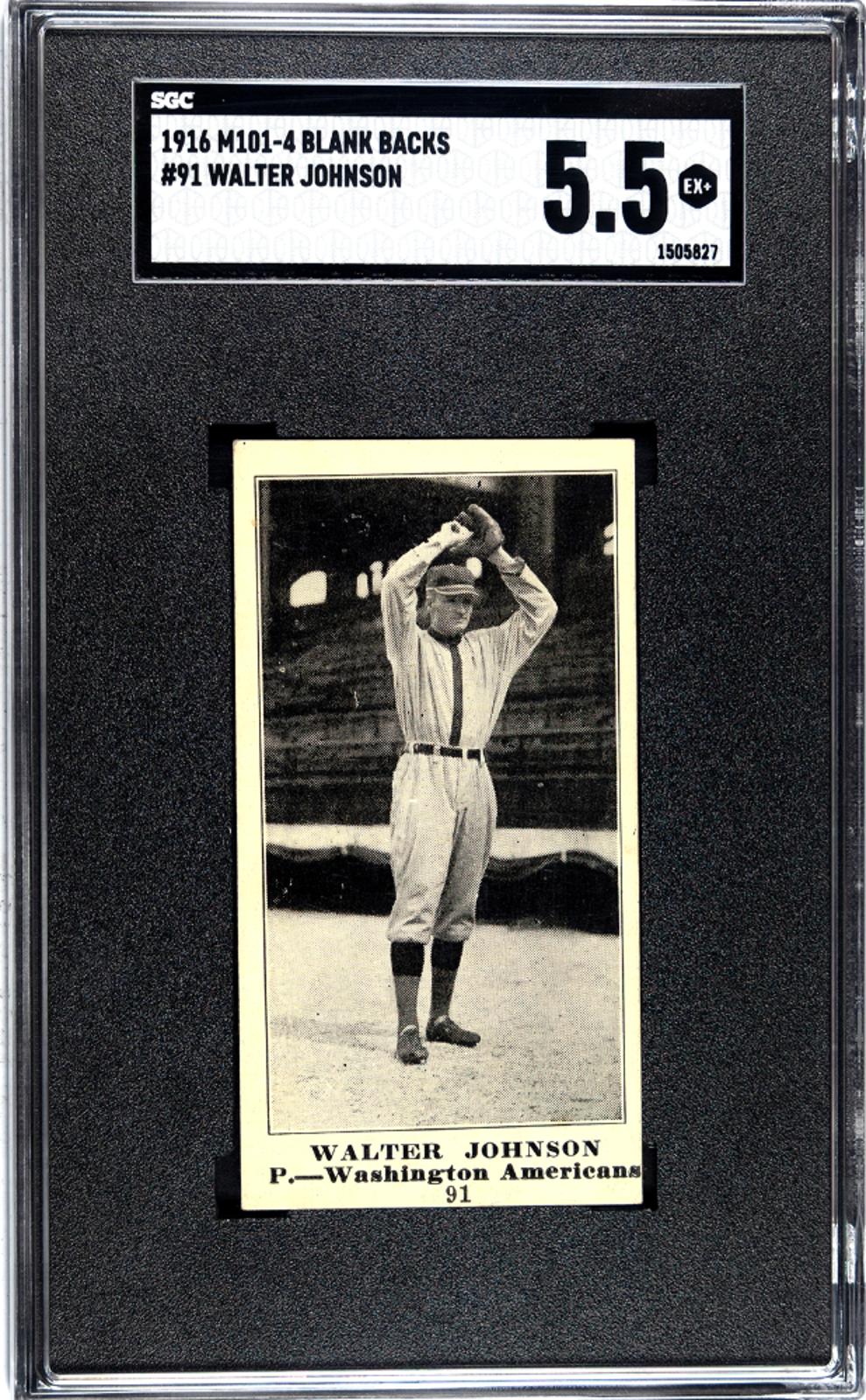 1916 M101-4 Blank Backs Walter Johnson #91  Sgc 5.5