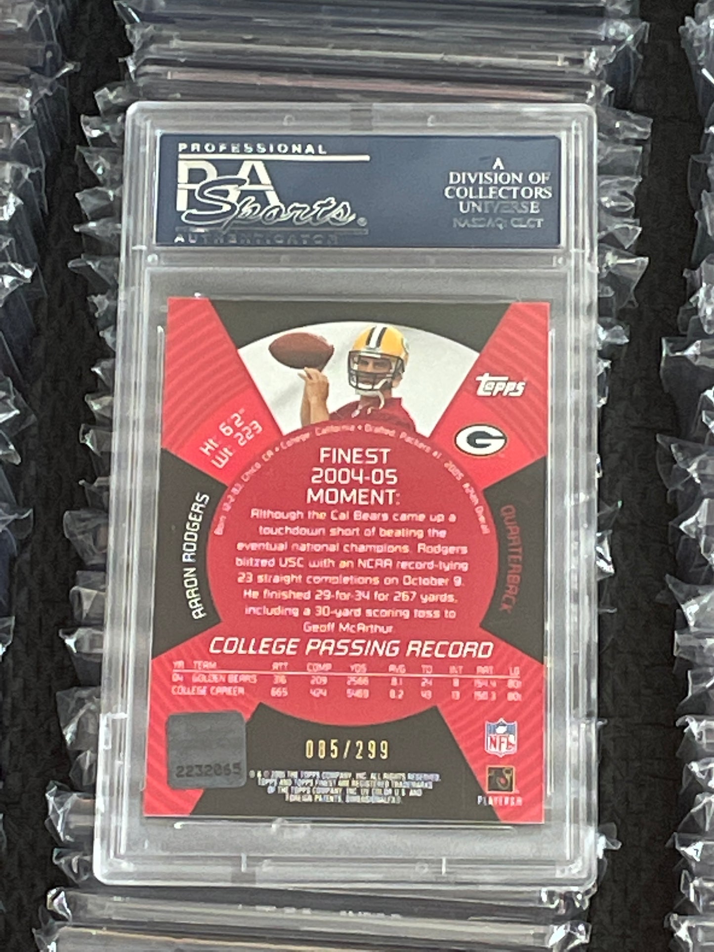 2005 Finest Aaron Rodgers # Autograph Psa 10