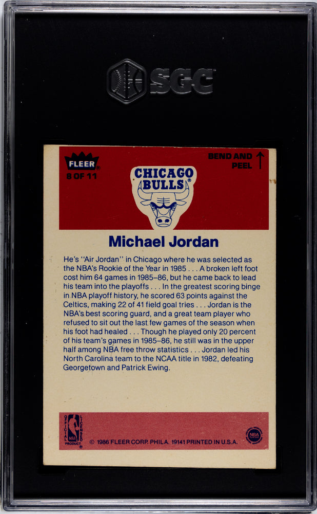 1986-87 Fleer Sticker Michael Jordan #8 Sgc A