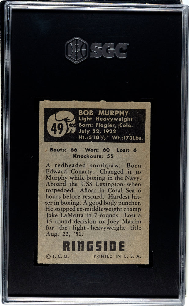 1951 Topps Ringside Bob Murphy #49 Sgc 4
