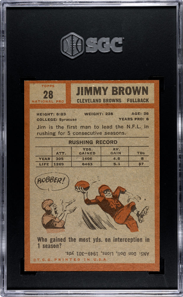 1962 topps jimmy brown #28 sgc 7.5