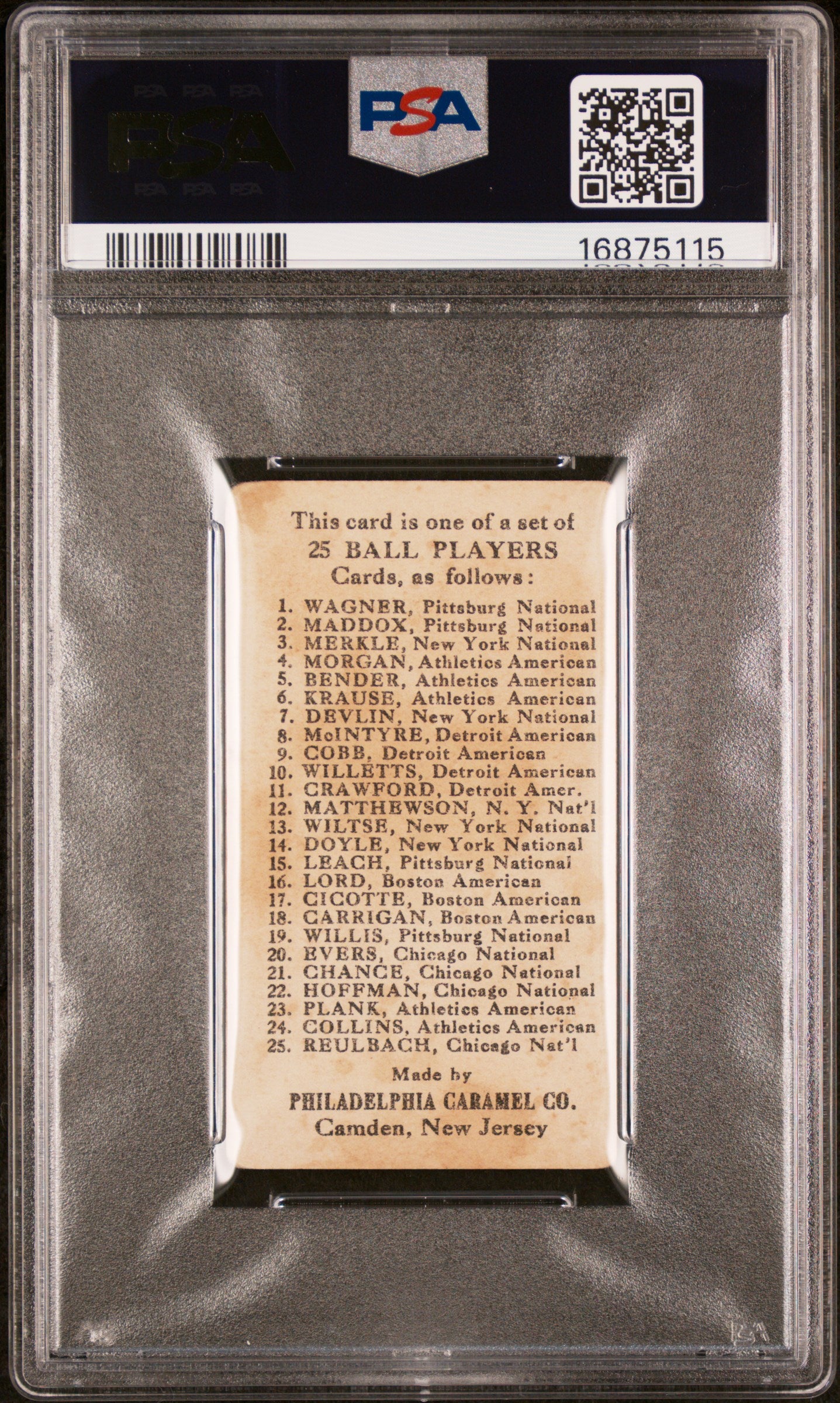 1909 E95 Philadelphia Caramel Ty Cobb PSA 2.5