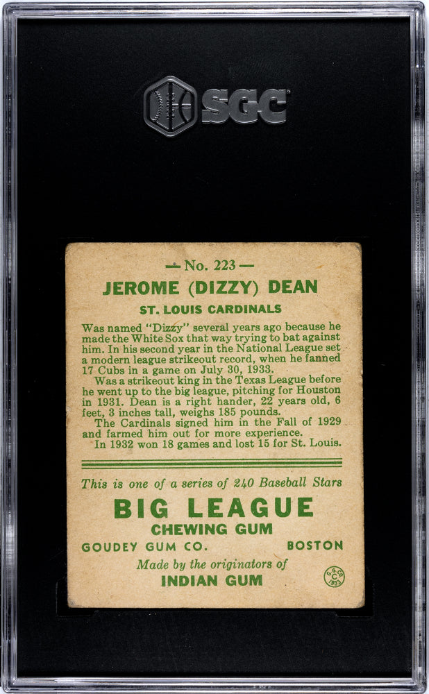 1933 goudey dizzy dean #223 sgc 4