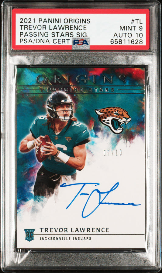 2021 Panini Origins Passing Stars Signatures Trevor Lawrence #tl Passing Stars Sig. Psa 9