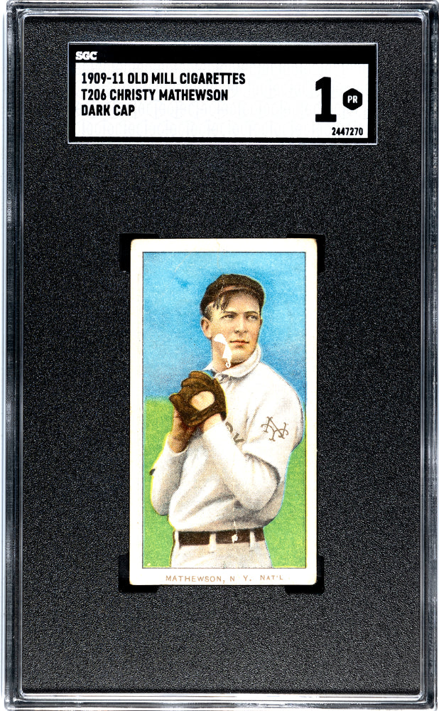 1909-11 Old Mill Cigarettes (t206) Christy Mathewson Dark Cap Sgc 1