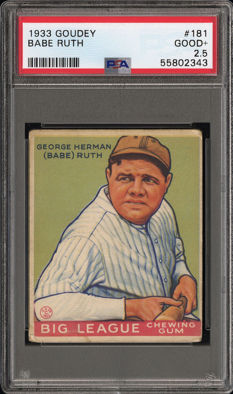 1933 Goudey Babe Ruth #181 Psa 2.5