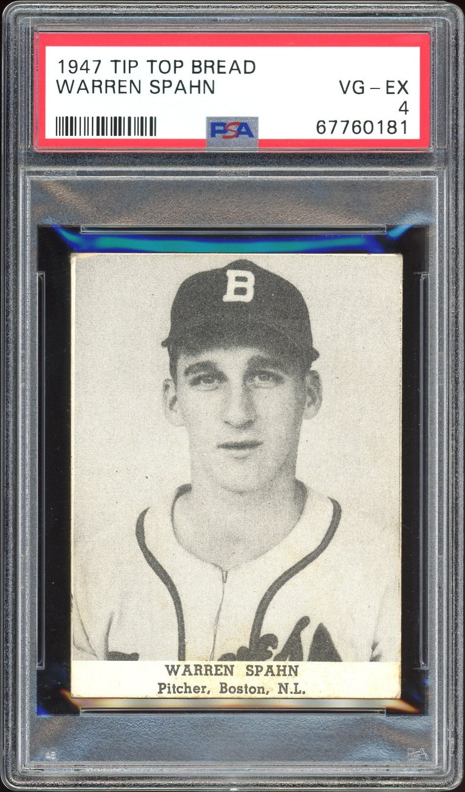 1947 Tip-top Bread Warren Spahn Psa 4