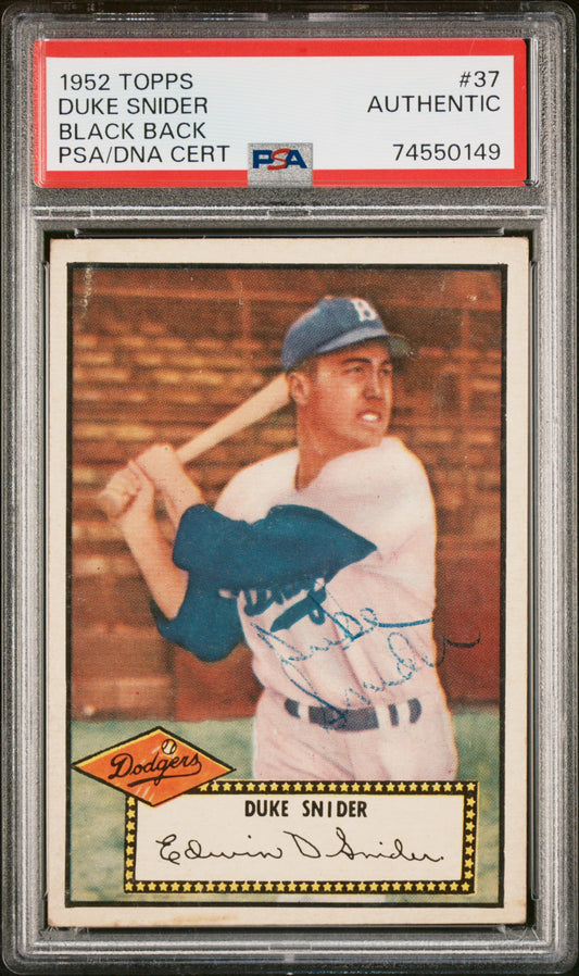 1952 Topps Duke Snider #37 Black Back Psa A