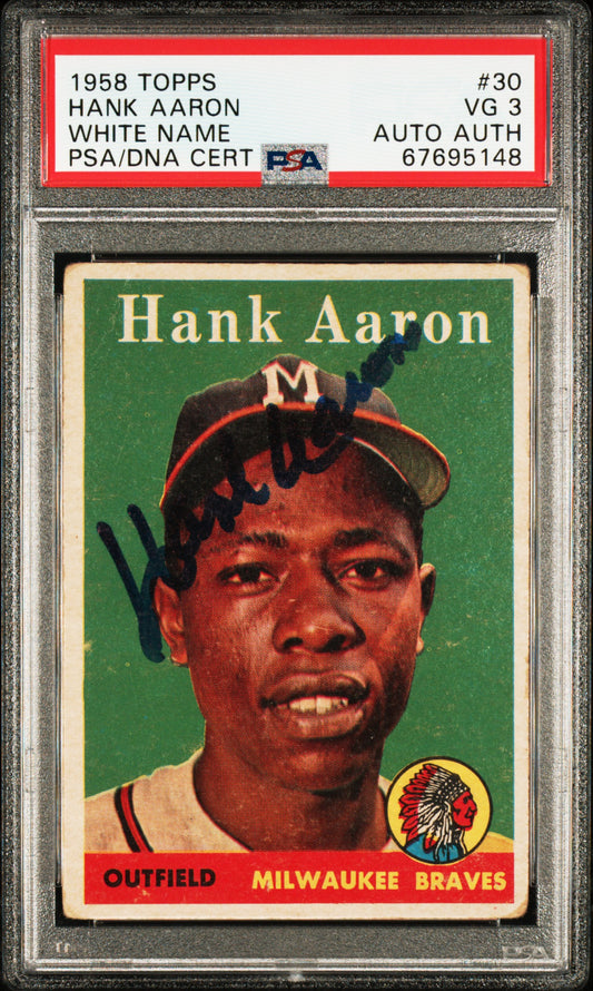 1958 Topps Hank Aaron #30 White Name Psa 3