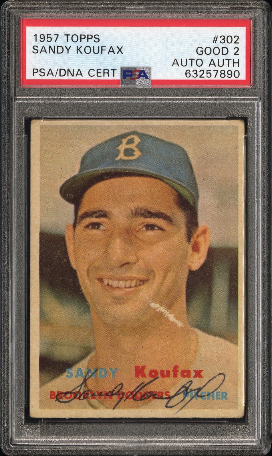 1957 Topps Sandy Koufax #302 Psa 2